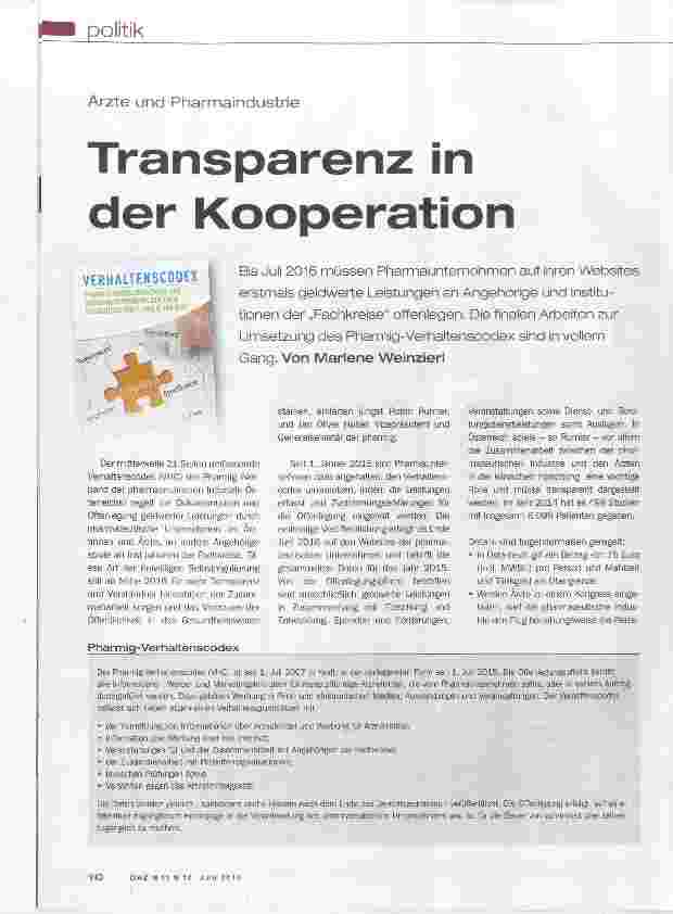 Vorschauseite 1: Transparenz in der Kooperation