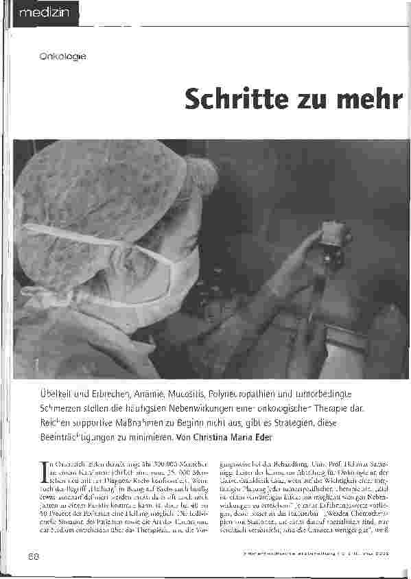 Vorschauseite 1: Onkologie - Schritte zu mehr Lebensqualität