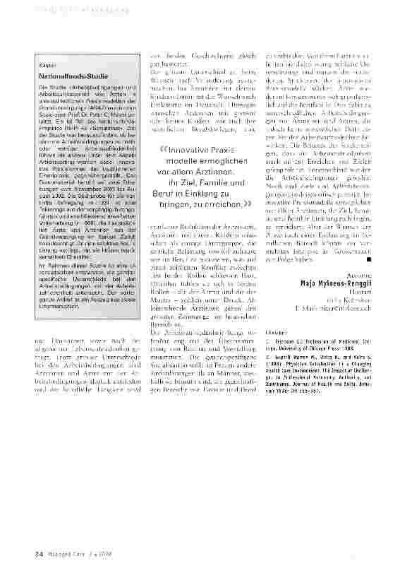 Vorschauseite 3: Mehr Ärztinnen in Grosspraxen