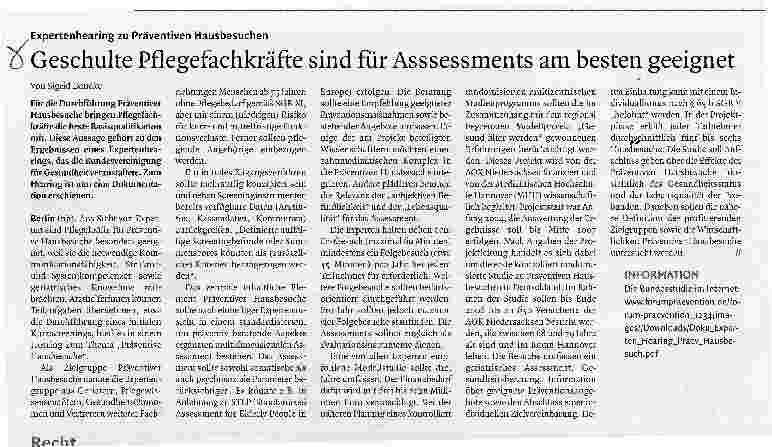 Vorschauseite 1: Geschulte Pflegefachkräfte sind für Asssessments am besten geeignet