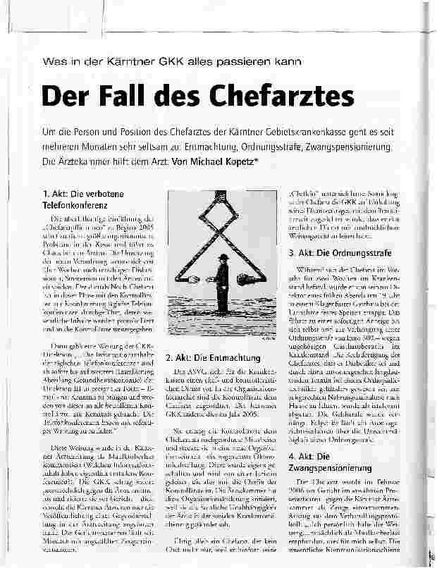 Vorschauseite 1: Was in der Kärntner GKK alles passieren kannDer Fall des Chefarztes