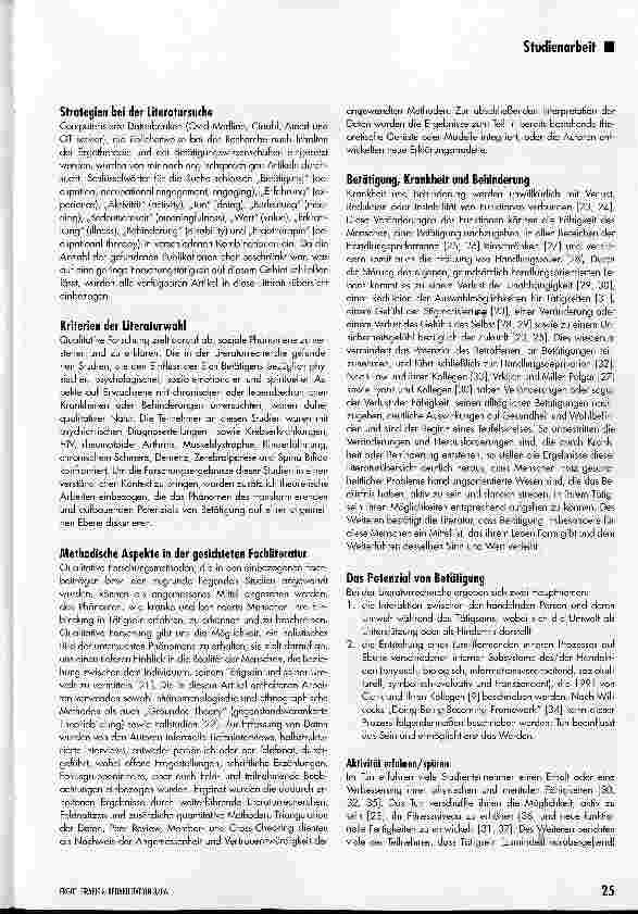 Vorschauseite 2: Der Wert des Tätigseins für Menschen mit chronischen Erkrankungen und Behinderungen -ein Literaturüberblick