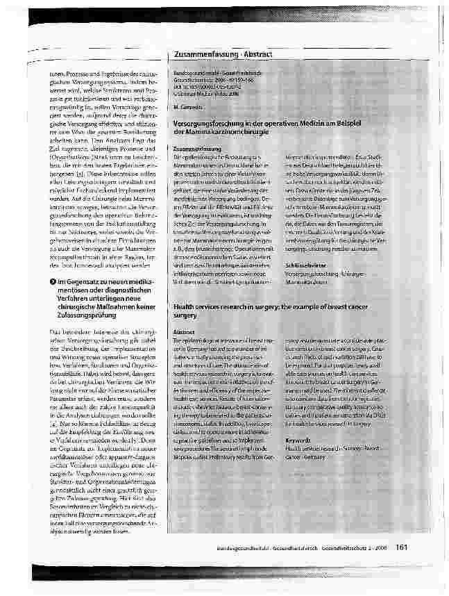 Vorschauseite 2: Versorgungsforschung in der operativen Medizin am Beispiel der Mammakarzinomchirurgie