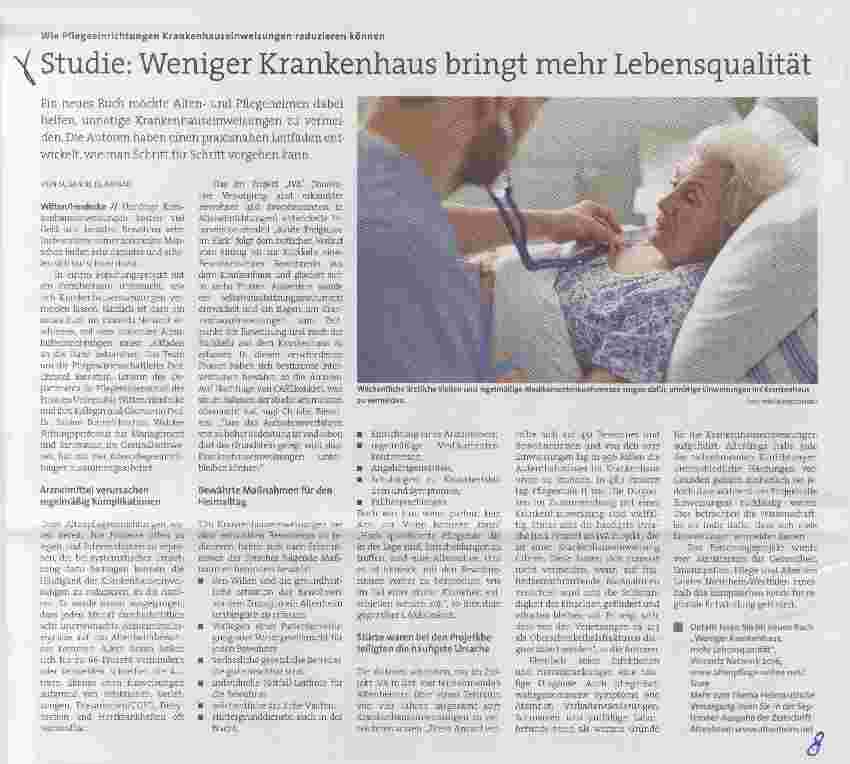 Vorschauseite 1: Studie: Weniger Krankenhaus bringt mehr Lebensqualität