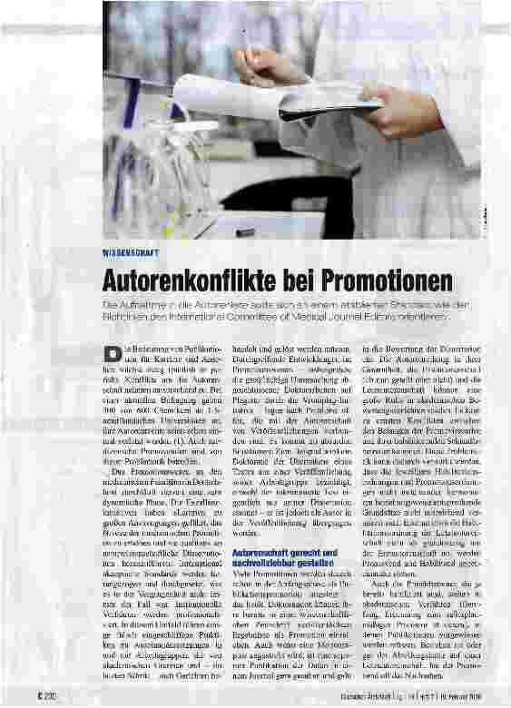Vorschauseite 1: Autorenkonflikte bei Promotionen