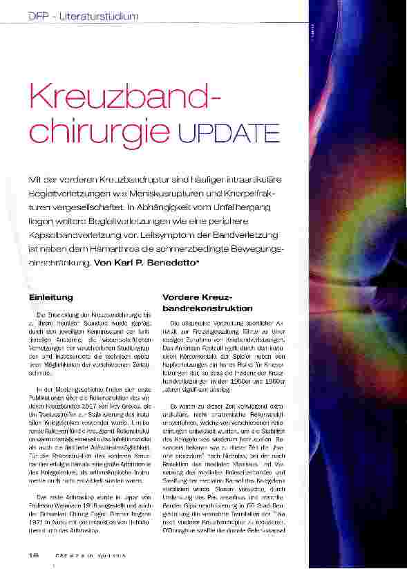Vorschauseite 1: Kreuzband-Chirurgie UPDATE