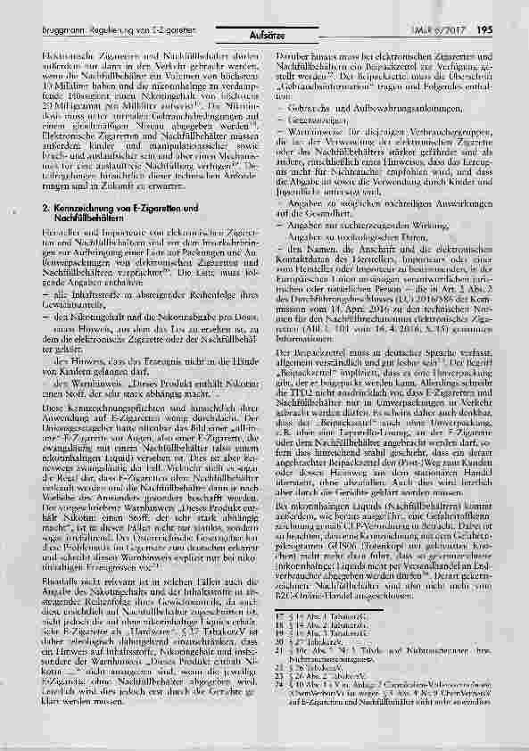 Vorschauseite 3: Die Regulierung von E-Zigaretten seit Umsetzung der TPD2: Überblick und Anwendungsprobleme