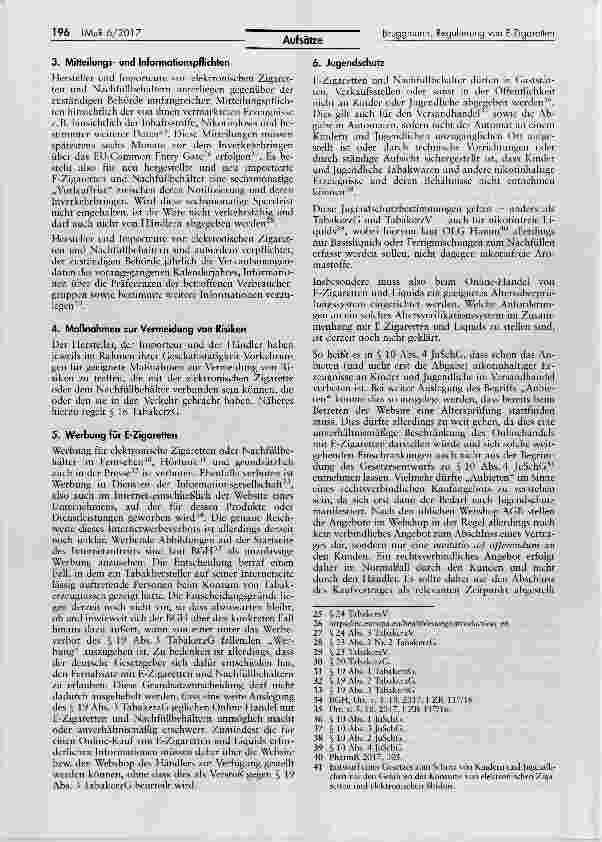 Vorschauseite 4: Die Regulierung von E-Zigaretten seit Umsetzung der TPD2: Überblick und Anwendungsprobleme