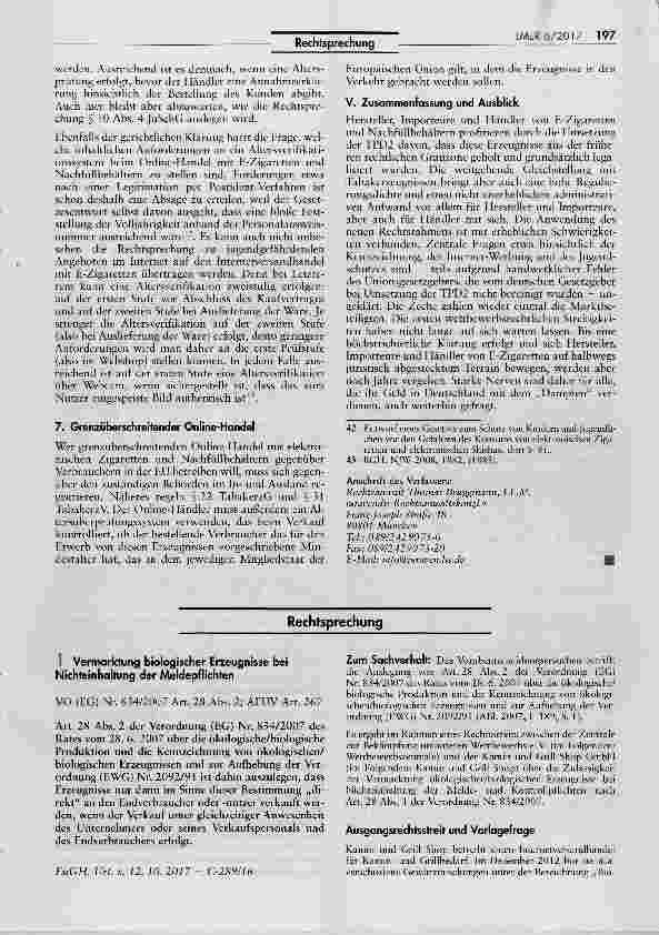 Vorschauseite 5: Die Regulierung von E-Zigaretten seit Umsetzung der TPD2: Überblick und Anwendungsprobleme
