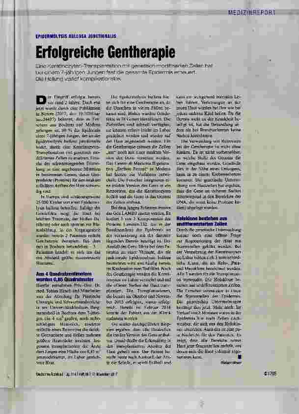 Vorschauseite 1: Erfolgreiche Gentherapie