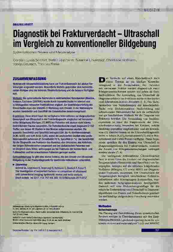 Vorschauseite 1: Diagnostik bei Frakturverdacht Ultraschall im Vergleich zu konventioneller Bildgebung