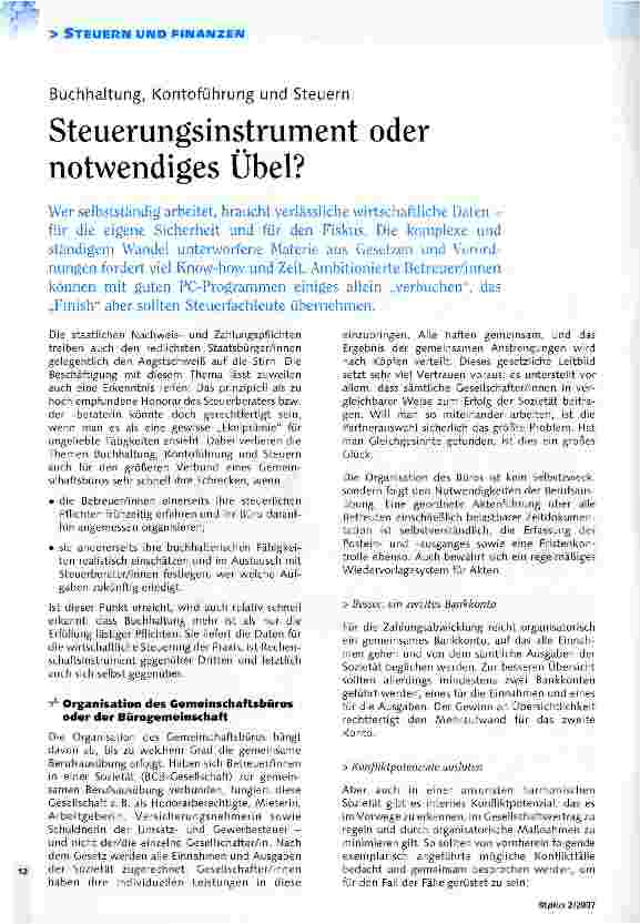 Vorschauseite 1: Buchhaltung, Kontoführung und Steuern - Steuerungsinstrument oder notwendiges Übel?