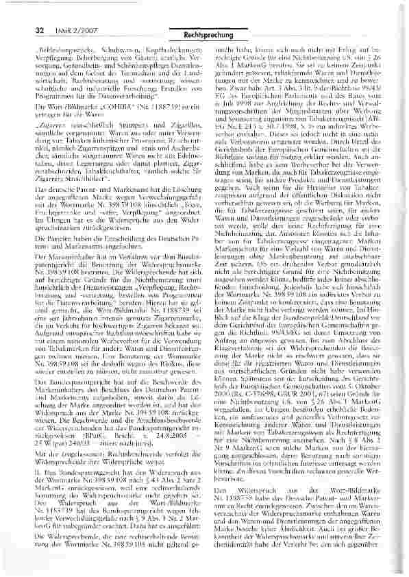 Vorschauseite 2: Nichtbenutzendürfen einer Marke aufgrund Werbeverbots