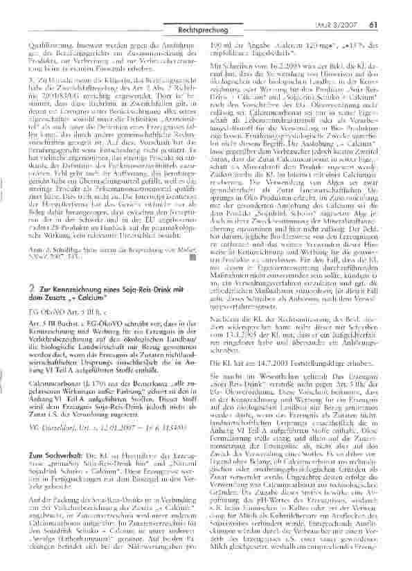 Vorschauseite 2: Zur Kennzeichnung eines Soja-Reis-Drink mit dem Zusatz + Calcium