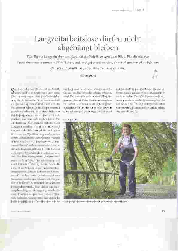Vorschauseite 1: Langzeitarbeitslose dürfen nicht abgehängt bleiben