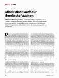 Vorschauseite 1: Mindestlohn auch für Bereitschaftszeiten