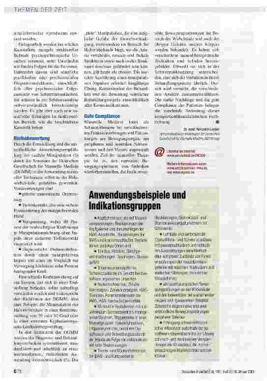 Vorschauseite 3: Manuelle Medizin ist in moderne Schmerztherapie integrierbar