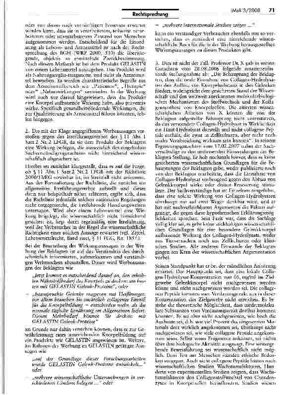 Vorschauseite 2: Wissenschaftliche Absicherung bei Bewerbung eines Nahrungsergänzungsmittels - Collagen -