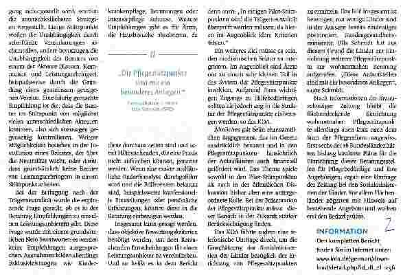 Vorschauseite 2: Kein Hinweis auf Doppelstrukturen KDA zieht positives Zwischenfazit zum Modellprojekt Pflegestützpunkte