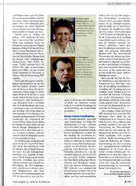 Vorschauseite 3: Nobelpreis für den Virologen Harald zur Hausen