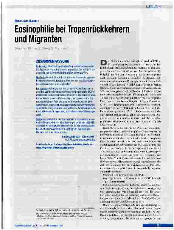 Vorschauseite 1: Eosinophilie bei Tropenrückkehrern und Migranten