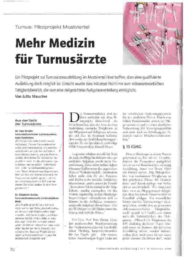 Vorschauseite 1: Mehr Medizin für Turnusärzte