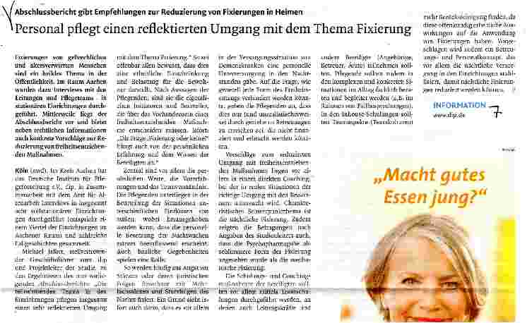 Vorschauseite 1: Personal pflegt einen reflektierten Umgang mit dem Thema Fixierung