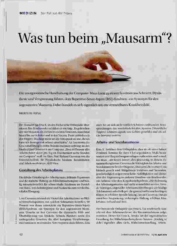 Vorschauseite 1: Was tun beim „Mausarm?