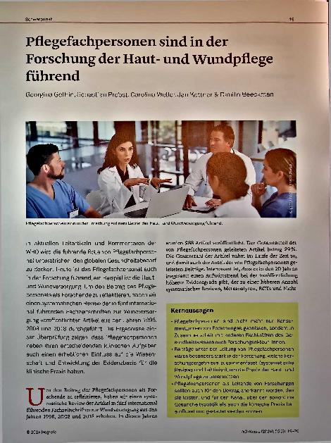 Vorschauseite 1: Pflegefachpersonen sind in der Forschung der Hautund Wundpflege führend.