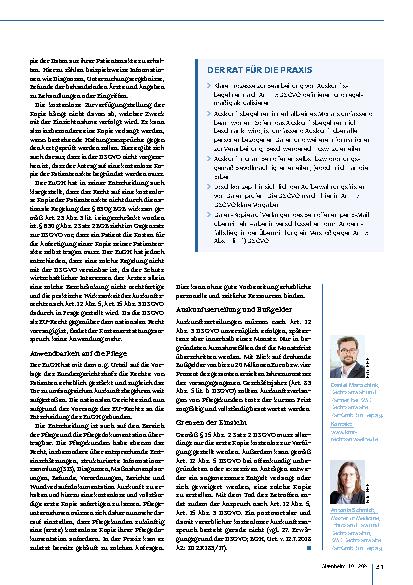 Vorschauseite 2: Datenschutz und Einsichtnahme in die Pflegedokumentation