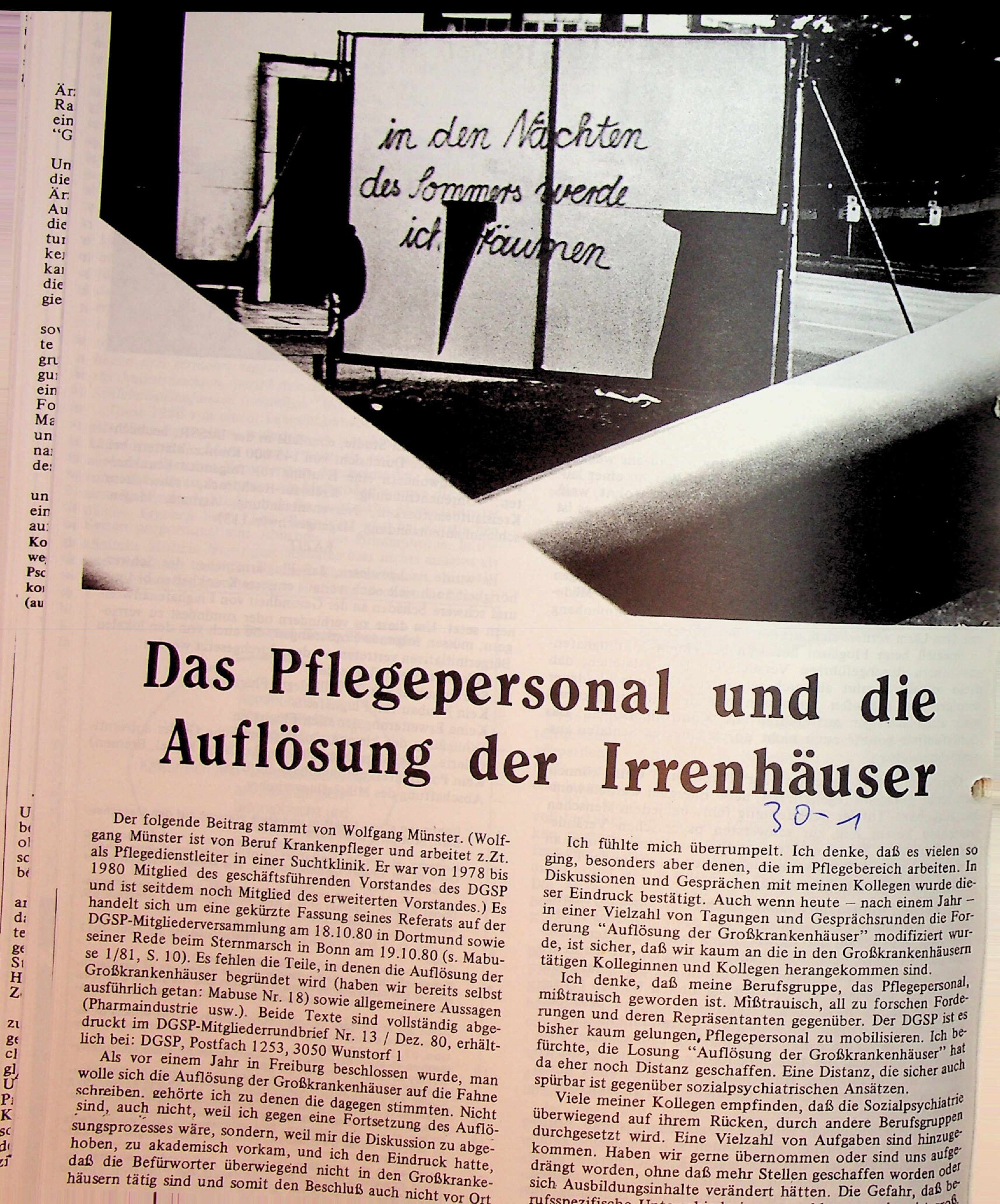 Vorschau: Das Pflegepersonal und die Auflösung der Irrenhäuser