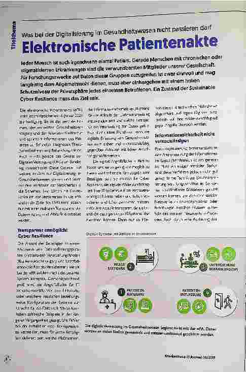Vorschauseite 1: Was bei der Digitalisierung im Gesundheitswesen nicht passieren darf Elektronische Patientente