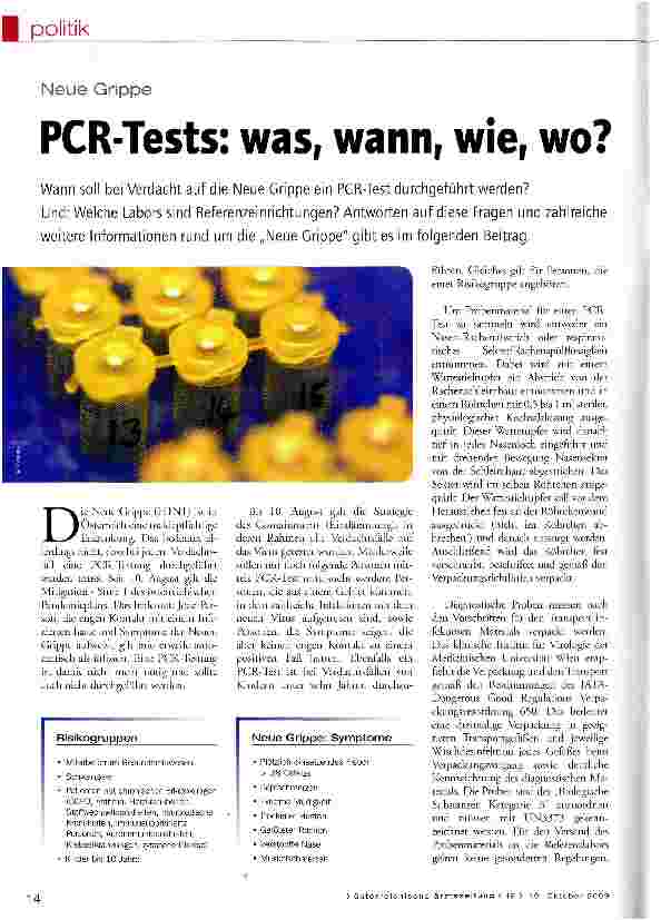 Vorschauseite 1: PCR-Tests: was, wann, wie, wo?