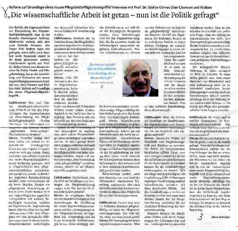 Vorschauseite 1: Die wissenschaftliche Arbeit ist getan - nun ist die Politik gefragt