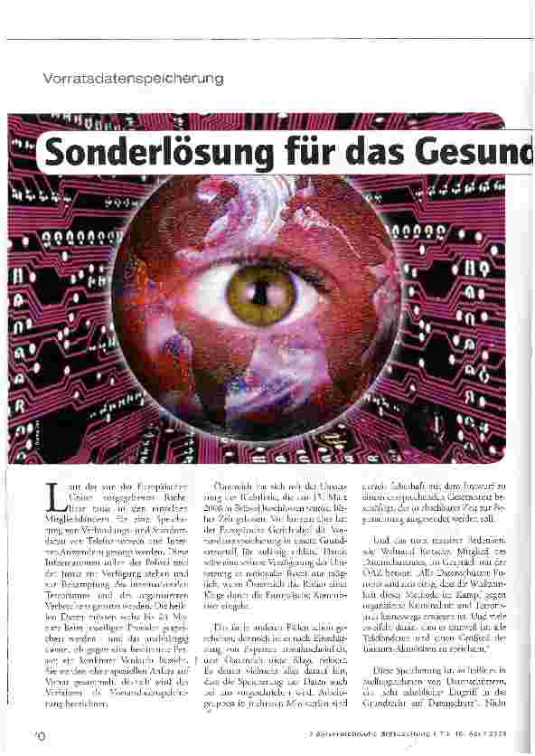 Vorschauseite 1: Sonderlösung für das Gesundtheitswesen
