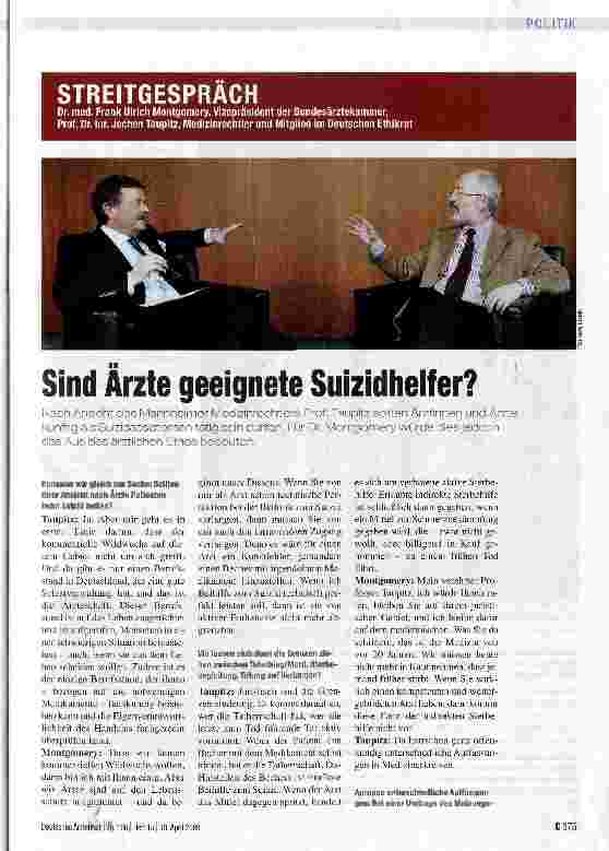 Vorschauseite 1: Sind Arzte geeignete Suizidhelfer?