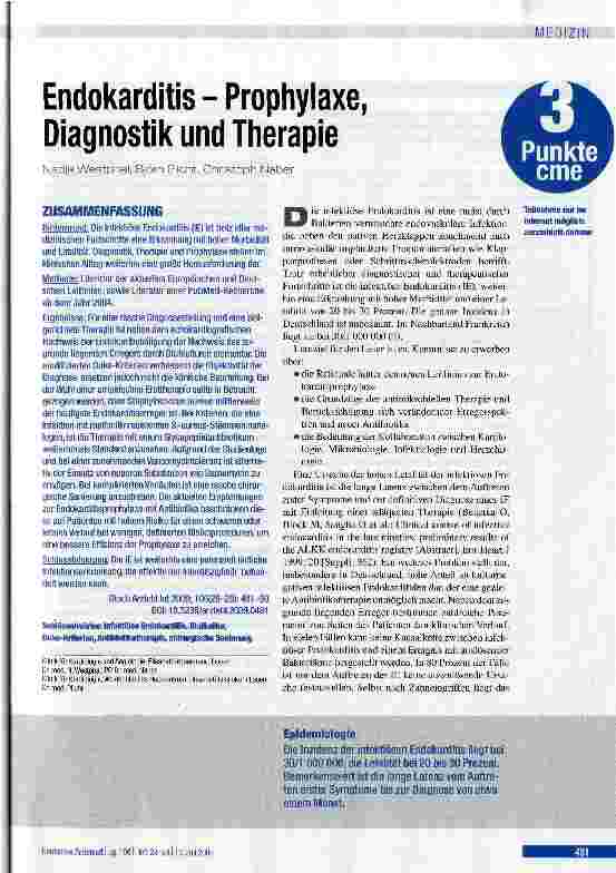 Vorschauseite 1: Endokarditis - Prophylaxe, Diagnostik und Therapie
