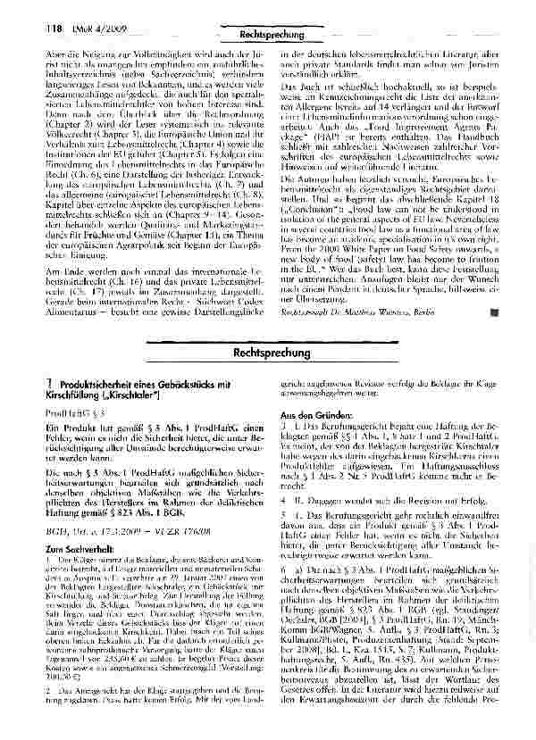 Vorschauseite 1: Produktsicherheit eines Gebäckstücks mit Kirschfüllung („Kirschtaler)