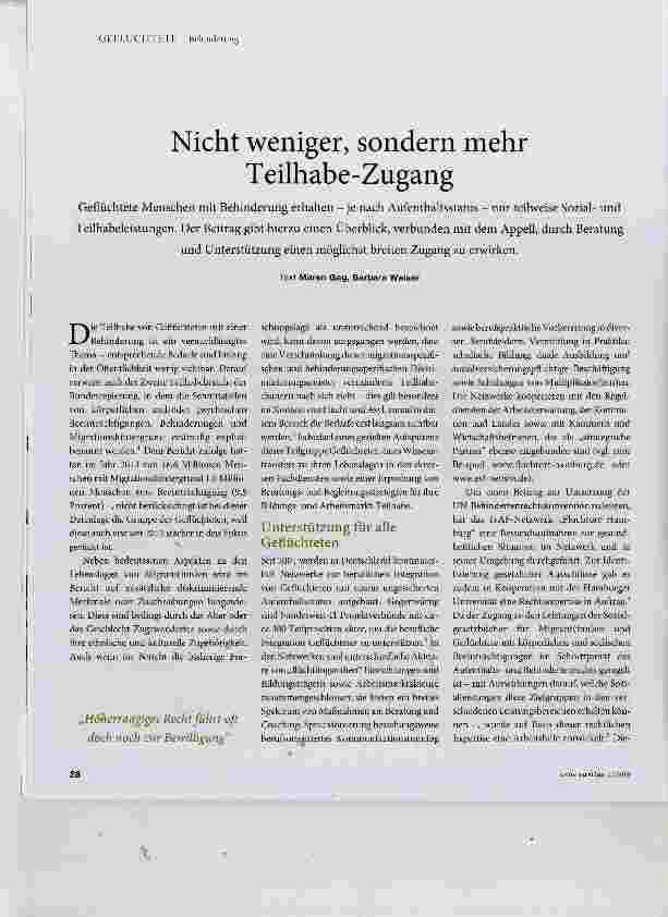 Vorschauseite 1: Nicht weniger, sondern mehr Teilhabe-Zugang