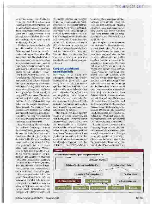 Vorschauseite 2: KOMPLEMENTÄRMEDIZIN Weitere Forschung ist die Basis für Integration in die Versorgung