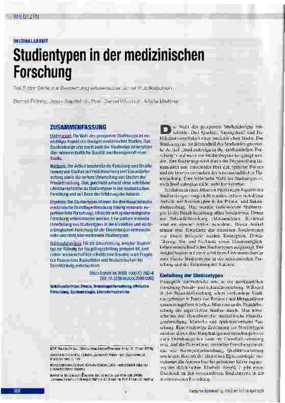 Vorschauseite 1: Studientypen in der medizinischen Forschung