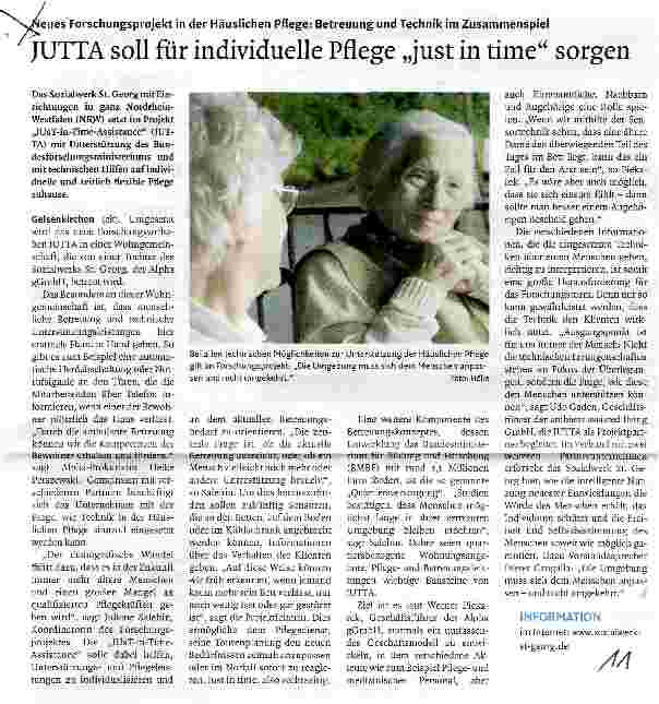 Vorschauseite 1: JUTTA soll für individuelle Pflege „just in time sorgen