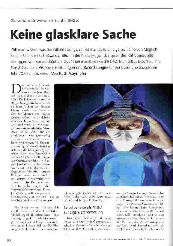 Vorschauseite 1: Gesundheitswesen im Jahr 2025:Keine glasklare Sache