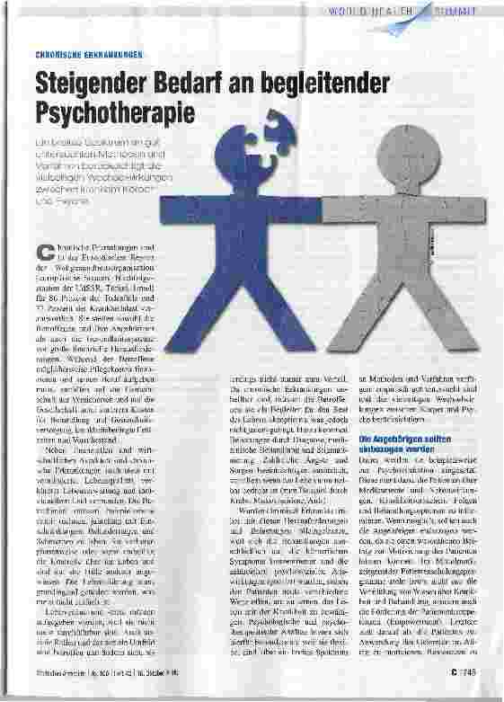 Vorschauseite 1: Steigender Bedarf an begleitender Psychotherapie