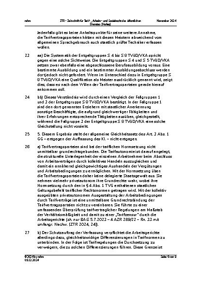 Vorschauseite 6: Eingruppierung eines staatlich geprüften Technikers als Gruppenleiter in Werkstätten für behinderte Menschen