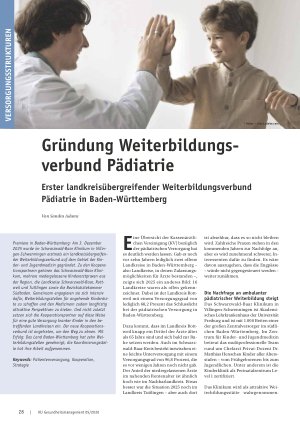 Vorschauseite 1: Gründung Weiterbildungsverbund Pädiatrie. Erster landkreisübergreifender Weiterbildungsverbund Pädiatrie in Baden-Württemberg