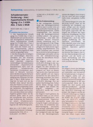 Vorschauseite 1: Schadensersatzforderung - hier: hypothetische Einwil ligung i. S. v. § 630h Abs. 2 Satz 2 BGB