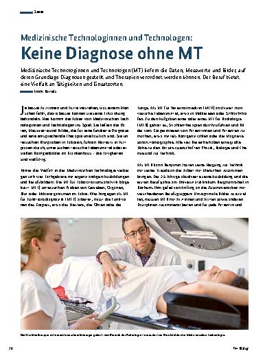 Vorschauseite 1: Medizinische Technologinnen und Technologen: Keine Diagnose ohne MT