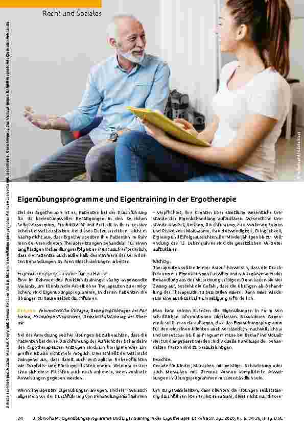 Vorschauseite 1: Eigenübungsprogramme und Eigentraining in der Ergotherapie