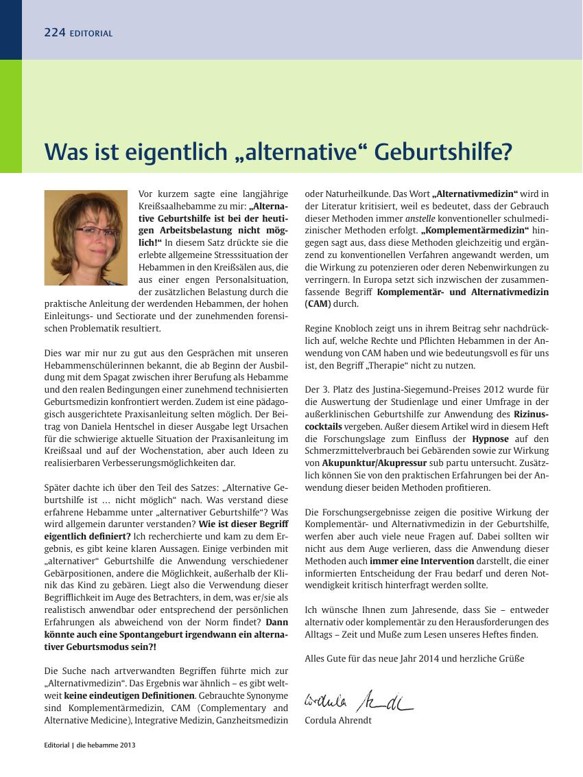 Vorschauseite 1: Was ist eigentlich „alternative“ Geburtshilfe?